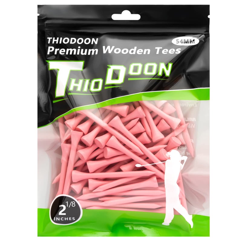 THIODOON Golf tees 2 1/8 inch Less Friction Wood Tees Training for Golfer Professional Natural Wood Golf tees Bulk 100 Count Golfing Tees - Image 1